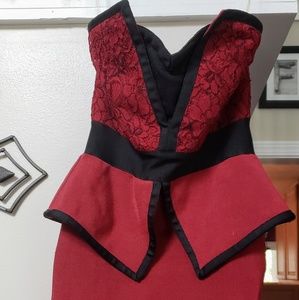 Wow Couture Size S Red/Black Peplum Dress